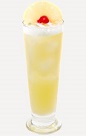 The Strawberry Banana Paradise drink recipe is made from Burnett's strawberry banana vodka and pineapple juice, and served over ice in a Collins glass.