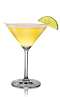 The Tropix Breeze is a yellow colored cocktail recipe made from Tropix liqueur, SKYY vodka, pineapple juice and lime, and served in a chilled cocktail glass.