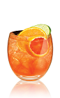 The Tropix Sangria is a refreshing change to the traditional Sangria drink recipe. An orange colored cocktail made from Tropix liqueur, Moscato wine, orange and lime, and served over ice in a rocks glass.