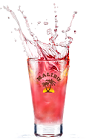 The Twisted Pink drink is made from Malibu coconut rum, cranberry juice and grapefruit juice, and served over ice in a highball glass.