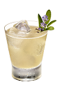 The Undercover Mink drink is made from Chambord flavored vodka, honey, lemon juice, sage leaves, mineral water and lavender, and served in an old-fashioned glass.