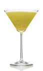 The Verde Maria is a green drink made from Patron tequila and sour mix, and served in a chilled cocktail glass.