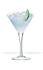 The White Cosmopolitan cocktail is a clear colored drink made from vodka, Cointreau orange liqueur, white cranberry juice and lemon juice, and served in a chilled cocktail glass.