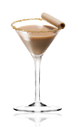 The White Nile Martini is a brown colored cocktail made from Amarula cream liqueur, dark creme de cacao, Cointreau orange liqueur and chocolate, and served in a chilled cocktail glass.