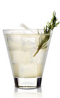 The Wild Mustang cocktail is made from American Honey honey whiskey, grapefruit juice, bitters and rosemary, and served over ice in a rocks glass.