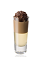 The African Delight is a brown and cream colored shot made from Amarula cream liqueur and Frangelico hazelnut liqueur, and served layered in a chilled shot glass.