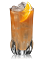 The Anejo Highball is an orange drink made from Bacardi 8 year old rum, orange curacao, lime juice, bitters and ginger beer, and served over ice in a highball glass.