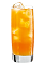 The Apricot Kiss is a tangy orange drink made from Rose's Apricot cordial, vodka and orange juice, and served over ice in a highball glass.