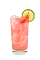 The Beachside Peach is a pink drink made from Smirnoff peach vodka, pineapple juice, cranberry juice, lime juice and ginger ale, and served over ice in a highball glass.