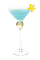 The Blue Star is a blue cocktail made from Hpnotiq liqueur and gin, and served in a chilled cocktail glass.