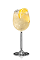 The Century Club Punch is made from Bacardi golden rum, Bacardi Superior rum, lemon juice, sugar and water, and served over ice in a wine glass.