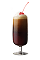 The Cherry Float is a brown colored drink made form Southern Comfort cherry, cola and vanilla ice cream, and served in a parfait glass.