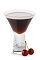 The Cherry Macaroon Martini is a brown cocktail made from chocolate cherry liqueur, coconut rum and club soda, and served in a chilled cocktail glass.
