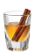 The Chilled Cinnaster is an orange drink made from Tuaca Cinnaster vanilla cinnamon liqueur, and served in a chilled shot glass with a cinnamon stick.