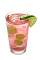 The Grape Cod is a pink drink made from Smirnoff grape vodka, cognac, Cointreau, cranberry juice, lime juice and simple syrup, and served with lime in a highball glass.