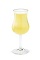 The Havana Banana is a yellow drink made from banana liqueur, pineapple schnapps and orange juice, and served over ice in a wine glass.