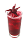The Hibiscus Fresca is a red drink made from Smirnoff vodka, Grand Marnier orange liqueur, hibiscus tea, honey, lime and raspberry, and served over ice in a highball glass.