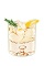 The La Neige Russe drink is made from vodka, St-Germain elderflower liqueur, freshly squeezed lemon juice, white grape juice and bitters, and served over ice in a rocks glass.