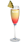 The Lychee Gourmet is a fancy orange colored cocktail recipe made from Volare Lychee liqueur, vodka, pineapple juice, chilled champagne and grenadine, and served in a chilled champagne flute garnished with a pineapple slice.