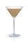 The Macchiato Martini is made from Stoli Salted Karamel vodka, coffee liqueur and milk, and served in a chilled cocktail glass.