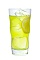 The Midori Lemonade drink is made from Midori melon liqueur and lemonade, and served over ice in a highball glass.