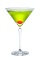 The Midori Martini cocktail is made from Midori melon liqueur, gin and dry vermouth, and served in a chilled cocktail glass.