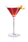 The Peach Martini cocktail is made from Stoli Peachik peach vodka, triple sec, cranberry juice, lime juice and bitters, and served in a chilled cocktail glass.