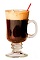 The Pumpkin Spiced Latte is a brown drink made from Patron XO Cafe liqueur, Fulton's Harvest pumpkin pie cream liqueur, coffee, sugar and whipped cream, and served in a warm Irish coffee glass.