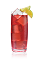 The Red and Gold drink is made from Stoli Gold vodka, cranberry juice, lime and lemon-lime soda, and served over large ice cubes in a highball glass.
