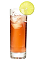 The Rusoposki drink recipe is an orange colored cocktail made from Chymos Lingonberry wine, apple-vanilla liqueur and tonic water, and served over ice in a highball glass garnished with a lime slice.