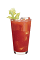 The Simple Bloody Mary is a red-colored drink made from Smirnoff vodka, Bloody Mary mix, lime and celery, and served over ice in a highball glass.