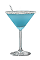 The Snowflake Martini is a blue cocktail made from Hpnotiq liqueur, St-Germain elderflower liqueur, lemon juice and champagne, and served in a coconut-rimmed cocktail glass.