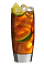 The SoCo Lime Cola is a brown colored drink made from Southern Comfort Lime and cola, and served over ice in a highball glass.