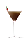 The Sriracha Chocolate Chili Martini cocktail recipe is a brown colored drink made from UV Sriracha vodka and Trader Vic's chocolate liqueur, and served in a chilled cocktail glass.