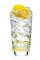 The Sun Kissed Citrus is a clear colored drink made from Malibu Sunshine coconut citrus rum, lemon-lime soda and lemon, and served over ice in a highball glass.