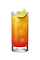 The Sunrise drink is a vibrant orange-colored drink made from Smirnoff citrus vodka, orange juice and grenadine, served over ice in a highball glass.