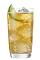 The Tuaca Ginger Lime is an orange drink made from Tuaca vanilla citrus liqueur, ginger ale and lime, and served over ice in a highball glass.