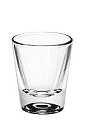 The 383 shot is made from Frangelico hazelnut liqueur and Soli Razberi vodka, garnished with a sugar-dusted orange wedge, and served in a chilled shot glass.